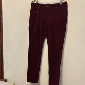 Kut from the Kloth burgundy Diana skinny corduroy pants Size 14 EUC